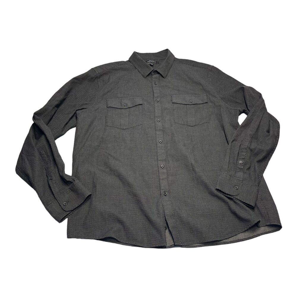 Marc Anthony Luxury Shirt Men 2XL Black Polka Dot 100% Cotton Slim Fit Button-Up - Picture 1 of 7